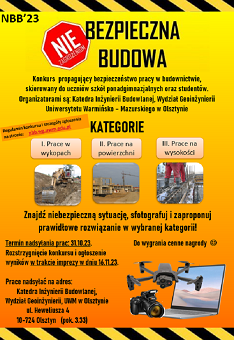 Plakat promujący konkurs "Nie!Bezpieczna Budowa"