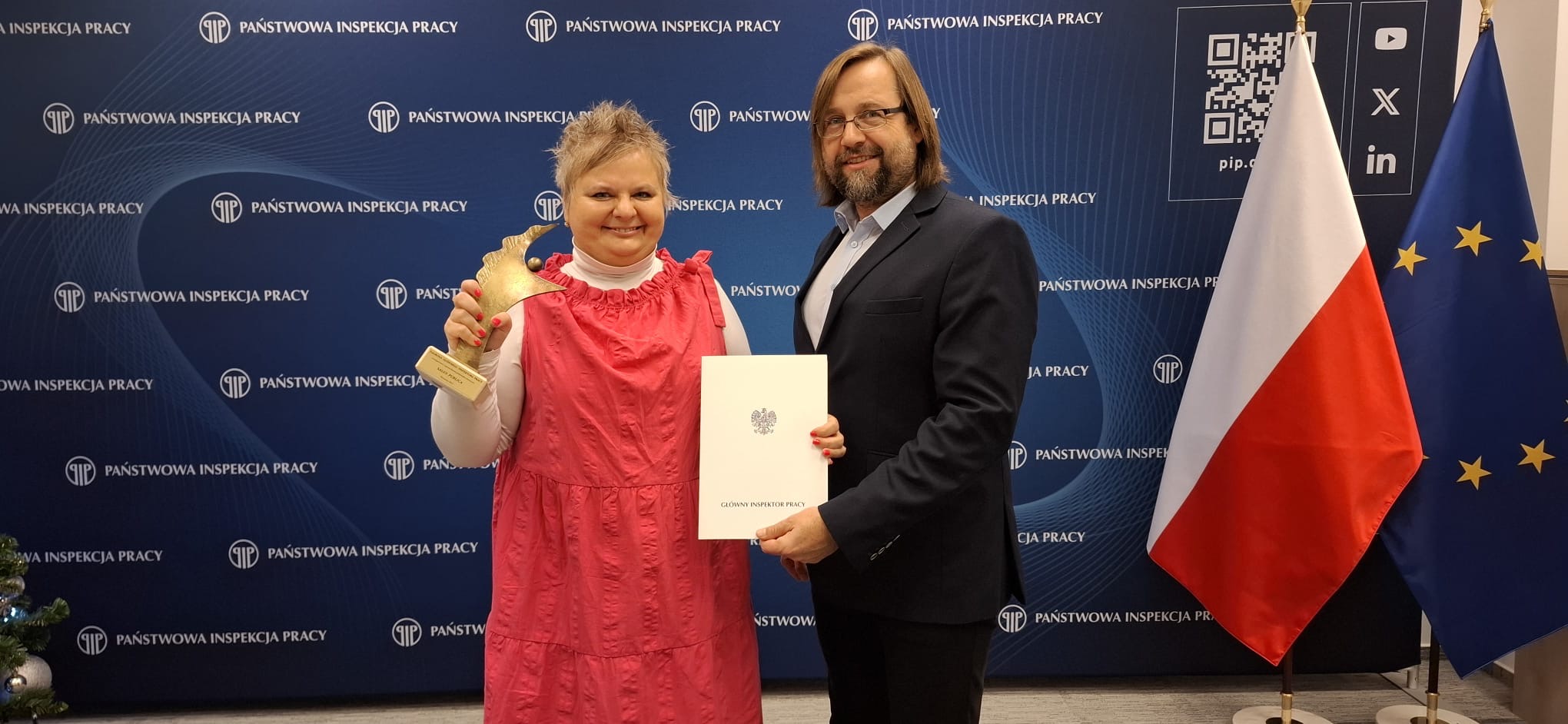 M. M. Bukowiecka wraz z Głównym Inspektorem Pracy Panem Marcinem Stanecki