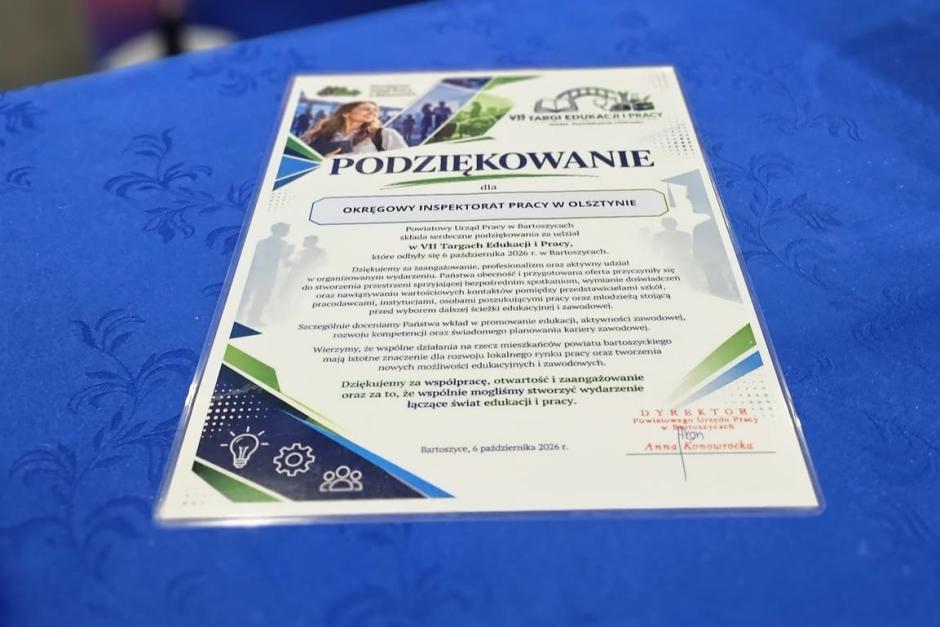 Okręgowy Inspektorat Pracy w Olsztynie na VII Targach Edukacji i Pracy w Bartoszycach