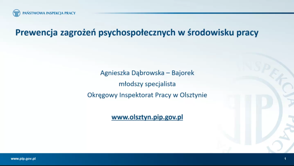 Szkolenie w zakresie prewencji zagrożeń psychospołecznych w środowisku pracy